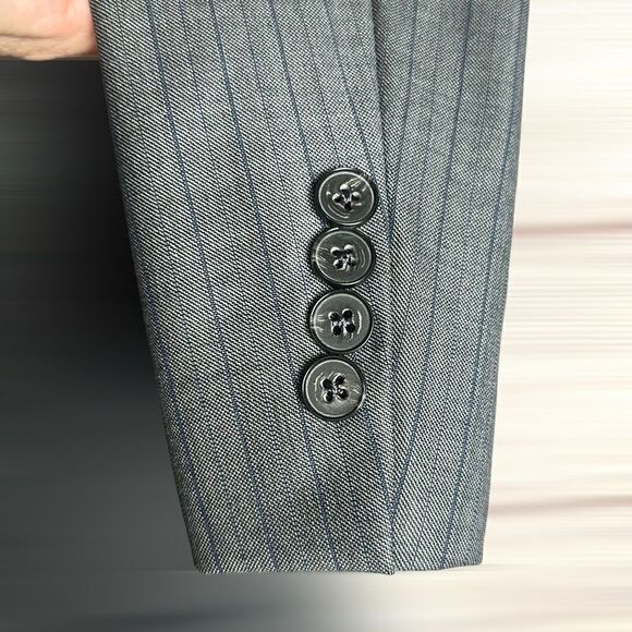 Jonathan Ogilvy Loro Piana Fitted Gray Striped Wool Suit Jacket Blazer 41R - Picture 6 of 16